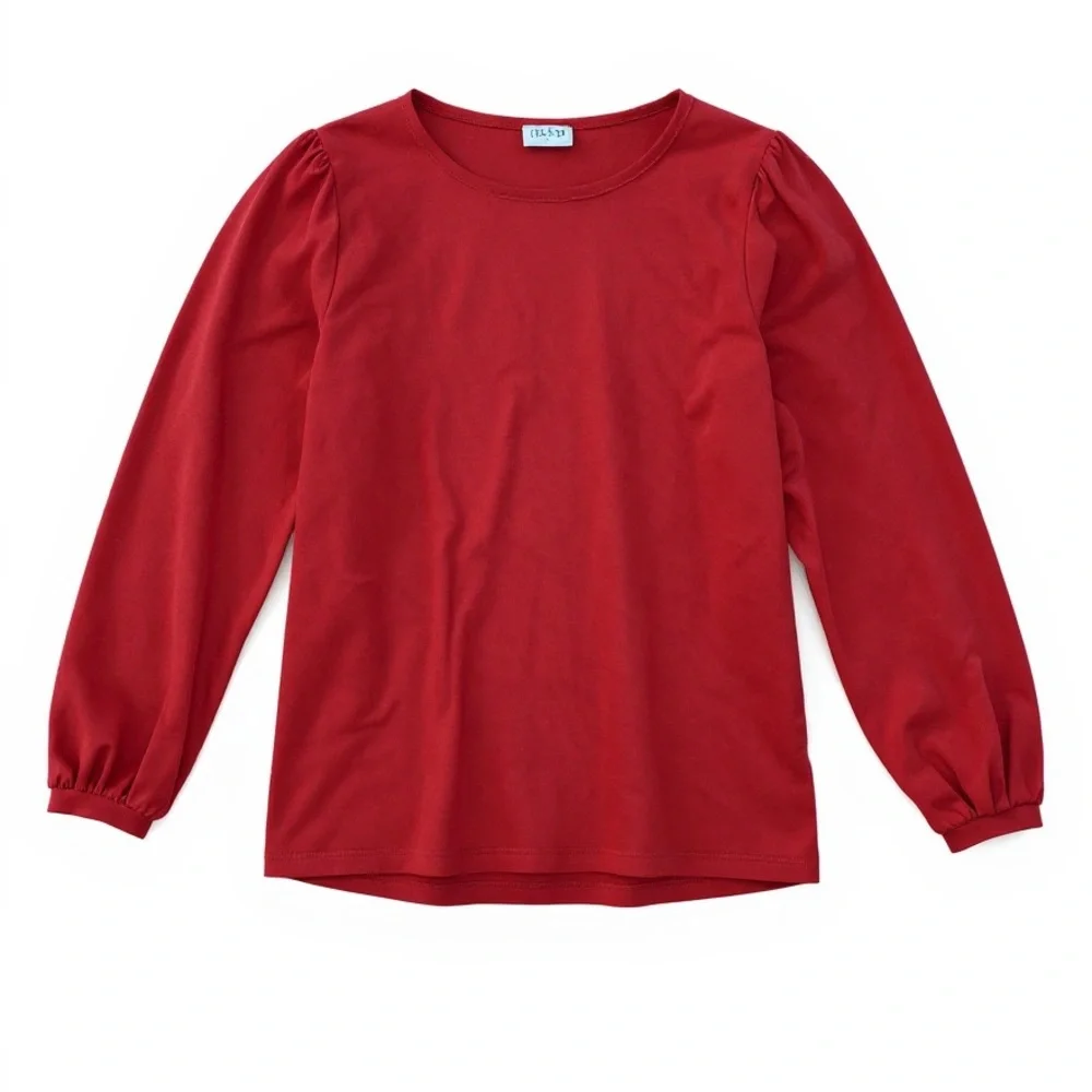 J.Crew Red Puff Sleeve Long Sleeve Top Size M